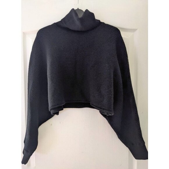 Aritzia Wilfred Free | Naomi merino wool cropped turtleneck sweater in Black - Picture 4 of 10